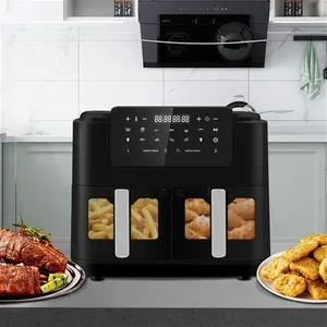 Dual Zone Air Fryer Oil Free 9L Large Air Fryer For Family, Digital Air Fryer With 2 Drawers, Cookbook, 10 Presets, Sync Cook & Sync Finish, Low Fat A