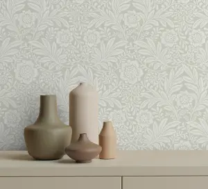 Crown Camille Damask Grey Wallpaper M1743