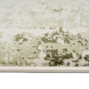 Sage Green Distressed Abstract Bedroom Living Runner Rug 60x240cm