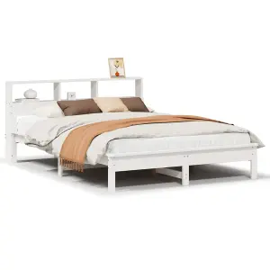 Berkfield Bed Frame without Mattress White 135x190 cm Double Solid Wood Pine