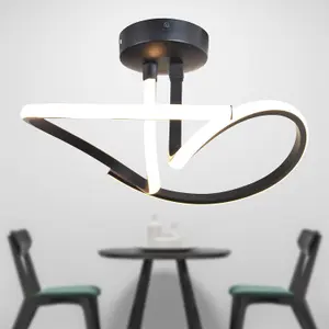 First Choice Lighting Matt Black LED Swirl Ceiling Light