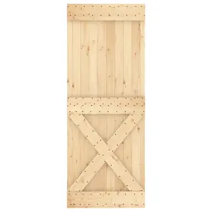 Berkfield Sliding Door with Hardware Set 90x210 cm Solid Wood Pine