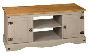 Corona Grey Flat Screen TV Stand 2 Door Television Cabinet Solid Wood Pine Unit