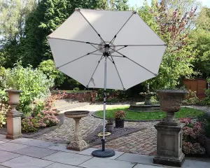 Ivory 2.7m Crank and Tilt LED Strip Parasol (38mm Pole, 8 Ribs)