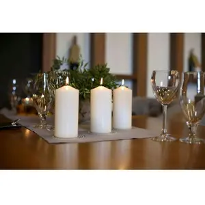 Set of 4 Pillar Candles, Set of 4 Votive Candles, Decorative Household Candles, Long Burning Time - Advent, Christmas (White)