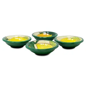 Signature Lemons Hand Painted Ceramic Kitchen Dining Set of 4 Tapas Bowls (Diam) 10cm