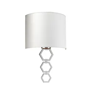 Elstead Clark Medium 1 Light Wall Light, Polished Chrome, Ivory Faux Silk Shade