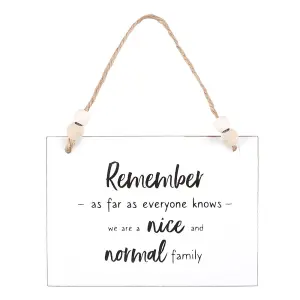 Something Different Nice And Normal Family Hanging Sign White/Black/Brown (One Size)