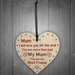 Mum Best Friend Gift Wooden Heart Birthday Mothers Day Gift For Mum From Daughter Son