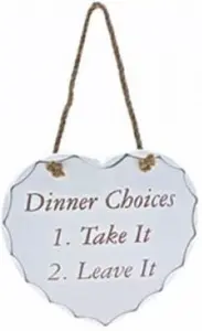 Hanging Wooden Heart Shaped Plaque Decoration Home Message Dinner Choices Take It Or Leave It