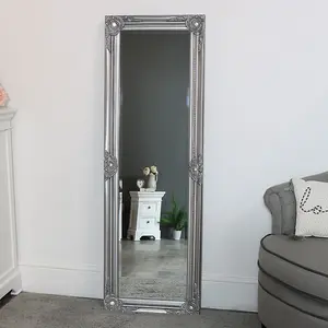 Melody Maison Tall Silver Mirror with Bevelled Glass 47cm x 142cm