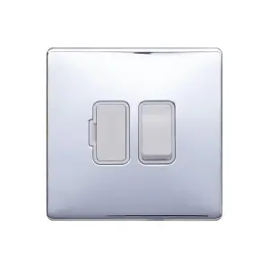 Polished Chrome Screwless Plate 13A Switched Fuse Connection Unit - White Trim - SE Home