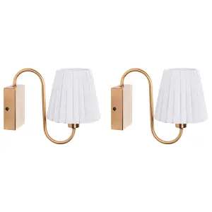 Set of 2 Wall Lamps White TOLKA