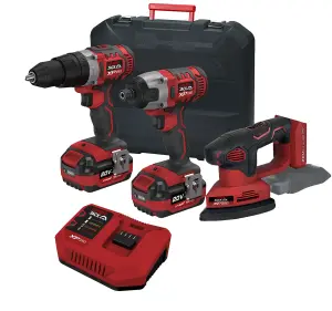 Lumberjack Cordless 20V Twin Kit Combi Drill Impact Driver Drill & Detail Sander with 4A Batteries & Fast Charger