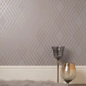 Fine Decor Shard Trellis Rose Gold Wallpaper FD42604