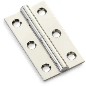 PAIR Solid Brass Cabinet Butt Hinge - 50mm - Polished Nickel Premium Cupboard