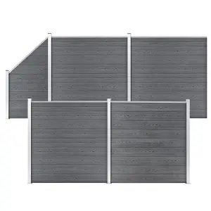 Berkfield WPC Fence Set 4 Square + 1 Slanted 792x186 cm Grey