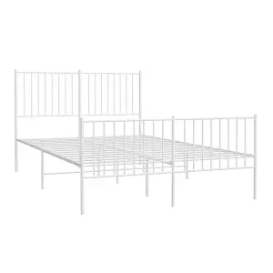 Berkfield Metal Bed Frame with Headboard and Footboard White 135x190 cm