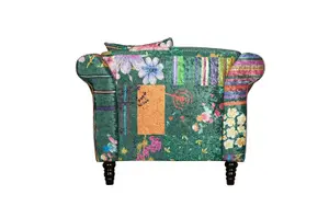 Fabric Green Patchwork 1 Seater Avici Shout Sofa