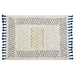 Cotton Area Rug 140 x 200 cm Beige and Blue ERZINCAN