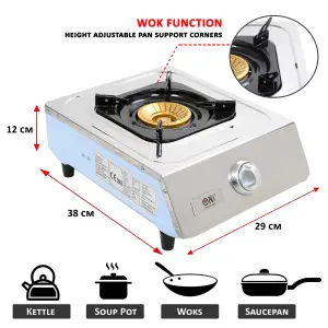 NJ NSD-11 Portable Gas Stove 1 Burner Stainless Steel Indoor Gas Cooker LPG 3.8kW