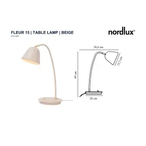 Nordlux Fleur Indoor Living Dining Bedroom Table Light In Beige (Diam) 15.3cm