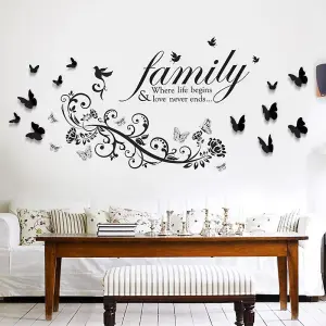 Wall Stickers Mural Decal Paper Art Decoration Family Bird Quote 3D Butterfly 3D Butterflies Stock Clearance Wall Decor Art