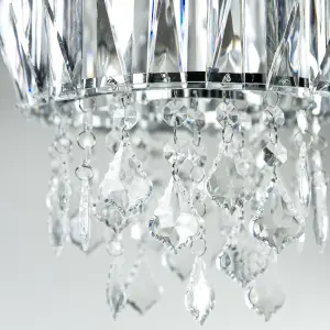 Innoteck Sparkly Ceiling Chandelier Drum Shade with Prismatic Acrylic Crystal Strips and Droplets