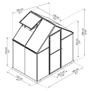 Palram - Canopia Mythos Grey 6X4 Greenhouse with Adjustable vent