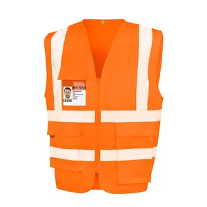 SAFE-GUARD by Result Mens Polycotton Heavy Duty Rail Hi-Vis Vest