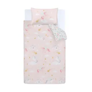 Catherine Lansfield Bedding Fairytale Unicorn Duvet Cover Set Pink