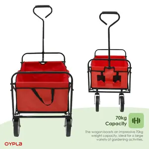 Oypla Red Heavy Duty Foldable Garden Festival Trolley Folding Cart Wagon Truck Wheelbarrow