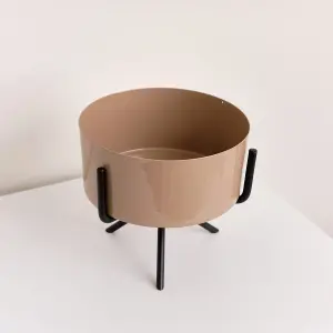 Melody Maison Coffee Brown Metal Planter Pot with Stand - 16.5cm