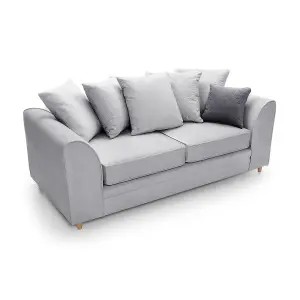 Chicago Velvet 3 Seater Sofa in Light Grey