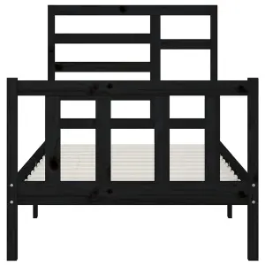 Berkfield Bed Frame Black Solid Wood Pine 90x200 cm