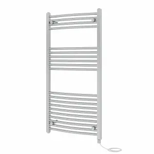 Rinse Bathrooms Electric Heated Towel Rail Curved Chrome Bathroom Towel Radiator 1200x600mm - 600W