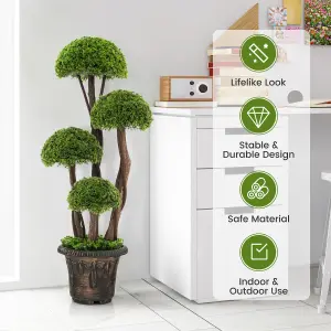 Costway Artificial  Topiary Ball Plant with Rattan Trunk Decor Tree