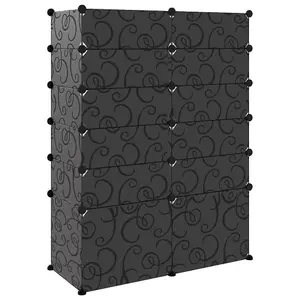 Berkfield Shoe Rack Black 94x37x125 cm PP