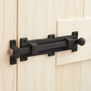 Door Bolt Scroll Black Straight  - 100mm