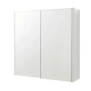 2-Door Mirror Bathroom Cabinet 600mm H x 600mm W - Gloss White - (Arch)