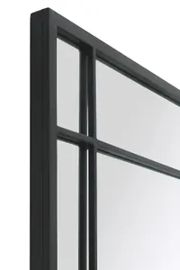 MirrorOutlet The Tabula Black Metal Framed Window Wall or Leaner Mirror 180CM X 90CM