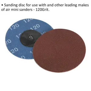 10 Pack of 75mm Quick Change Mini Sanding Discs - 120 Grit Aluminium Oxide for Precision Sanding