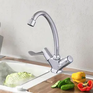 BATHWEST Kitchen Sink Mixer Tap for Basin, Brass Construction, with Twin Levers & Swivel Faucet