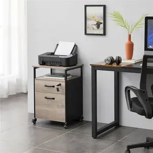 45cm Wide 2 -Drawer Mobile File Cabinet Grey/Black