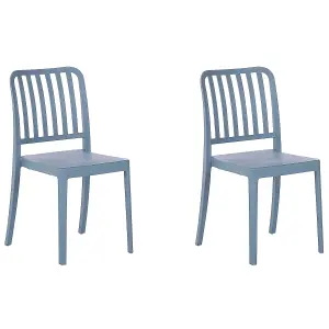 Set of 2 Garden Chairs SERSALE Synthetic Material Blue