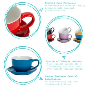 Argon Tableware - Coloured Cappuccino Cup & Saucer Set - 250ml - Navy