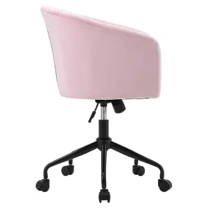 Pink Velvet Swivel Ergonomic Home Office Chair