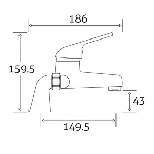 Lago Polished Chrome Round Deck-mounted Bath Filler Tap