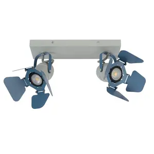 Lucide Picto Modern Twin Ceiling Spotlight Children - 2xGU10 - Blue