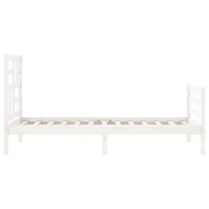 Berkfield Bed Frame with Headboard White 90x200 cm Solid Wood